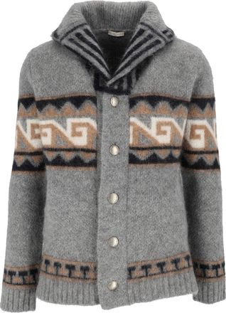 Borgo Asolo Geometric Pattern Textured Knit Jacket