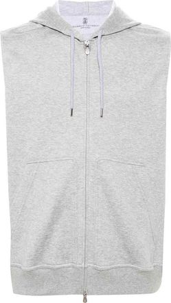 Brunello Cucinelli Sleeveless Sweatshirt With Zipper And Hood