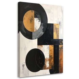 Feeby Cuadro En Lienzo, Abstracci&oacute;n Formas Geom&eacute;tricas Dorado, 80x120