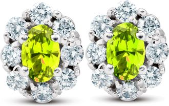 Pompeii3 3 Ct Citrine & Diamond Halo Studs 14k White Gold