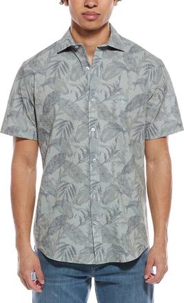 Tailorbyrd Tailorbyrd Tropical Leaves Printed Seersucker Shirt