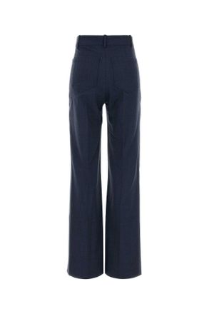 Victoria Beckham High-Waisted Wool-Blend Trousers - Navy