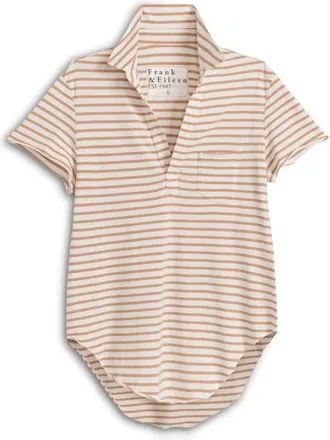 Frank & Eileen Charlotte Striped Polo in Vintage White Camel Stripe at Nordstrom, Size X-Small