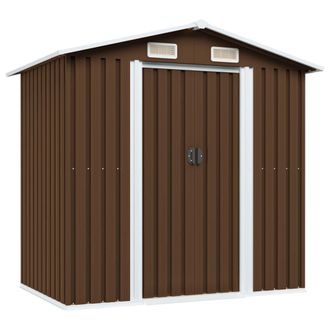Berkfield Home Garden Storage Shed Brown 204x132x186 cm Steel | Size: 204 x 132 x 186 cm