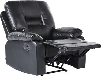 Beliani Sill&oacute;n Reclinable De Piel Sint&eacute;tica Negra Reposapi&eacute;s Respaldo Bergen
