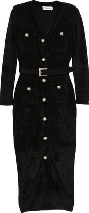 Self Portrait Black Chenille Knit Midi Dress