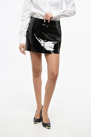 Celine Minigonna in Vernice con Zip Laterale Celine