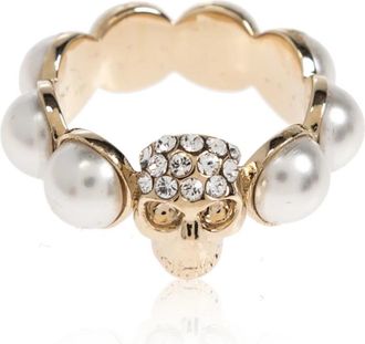 Alexander McQueen Ring met glinsterende kristallen - Dames - Ringen - Geel - 54 MM - Accessoires