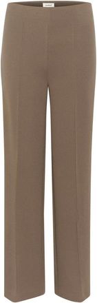 Soaked In Luxury Elastische Taille Straight Leg Broek Morel - Dames - Wijde Broeken - Bruin - L - Polyester - Broeken