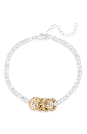 Nordstrom Rack Cubic Zirconia Rondelle Tennis Bracelet in Clear- Silver- Gold at Nordstrom Rack