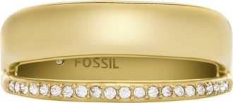 Fossil Womens s Archival Glitz Gold-Tone Stainless Steel Band Ring