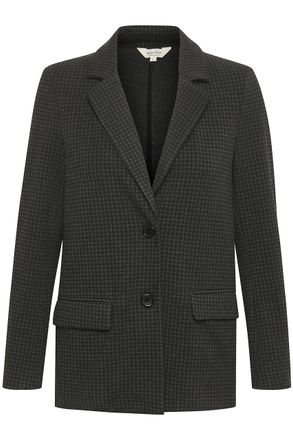 Part Two Womens Single Breasted Blazer with Notch Lapel Fabric Pockets, Dark Grey Check, 18