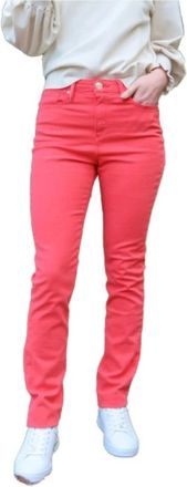 Islow Hoge Taille Slim Fit Katoenen Broek - Dames - Slim Fit Broeken - Rood - W26 - Katoen - Broeken