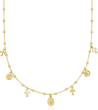 Ross-Simons Italian 18kt Gold Over Sterling Religious Charm Necklace