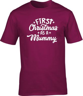 HippoWarehouse First Christmas as a Mummy Unisex Short Sleeve t-Shirt (Specific Size Guide in Description) Maroon
