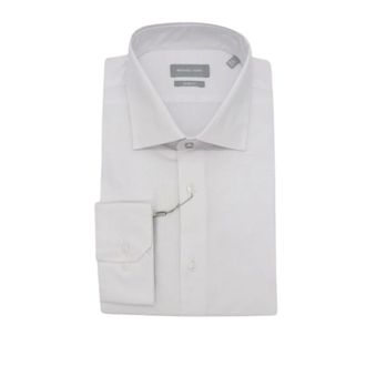 Michael Kors Pinpoint Oxford Shirt - Heren - Zakelijke Overhemden - Wit - M - Katoen - Overhemden
