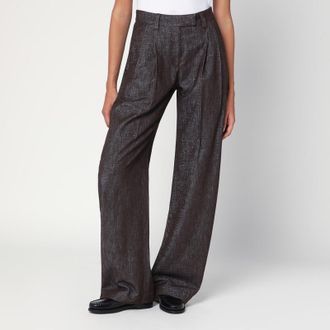 Brunello Cucinelli Wide brown trousers in cotton blend
