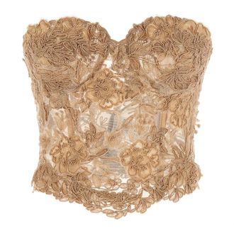 Ermanno Scervino Rebrod&egrave; Lace Top - female - Ermanno Scervino - Sleeveless Tops - Beige - S - Tops