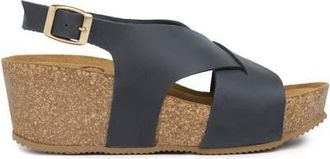 Celtic & Co. Crossover Detail Wedge Sandal in Dark Navy at Nordstrom, Size 10