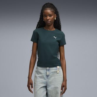 Puma T-shirt aderente Essentials da donna, Abbigliamento, Verde, S