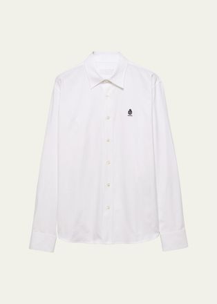 Prada Mens Cotton Oxford Embroidered-Logo Shirt