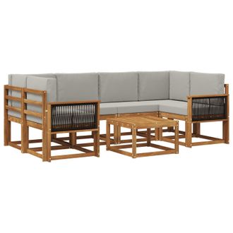 vidaXL Conjunto De Sof&aacute;s De Exterior 5 Pcs Natural Y Gris Claro Vidaxl