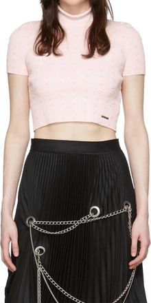 We11done Floral Knit T-Shirt In Light Pink