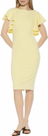 Alexia Admor Sherri Boatneck Ruffle Sleeve Midi Dress in Butter Yellow at Nordstrom Rack, Size X-Small