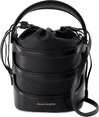 Alexander McQueen Womens Bucket Bag Black Calfskin