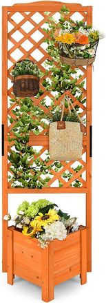 Costway Costway - Jardinera Con Enrejado, Cama De Jard&iacute;n Elevada Con Caja De Plantaci&oacute;n, Orificio De Drenaje, Maceta De Madera De 180 Cm, Contenedor De Planta
