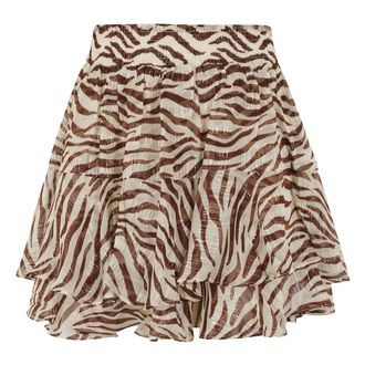 MC2 Saint Barth Rokken, Dames, Bruin, S, Katoen, Zebraprint Minirok