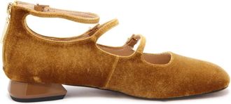 Emanuelle Vee Velvet Mary Jane Schoenen met 3 Banden - Dames - Pumps - Beige - 40 EU - Schoenen