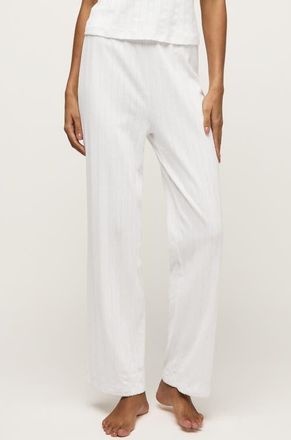 Petite Plume Pima Cotton Pointelle Pants in White at Nordstrom, Size X-Small
