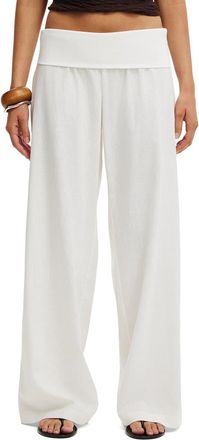 Cotton On Womens Haven Fold Over Pant in White at Nordstrom, Size 10