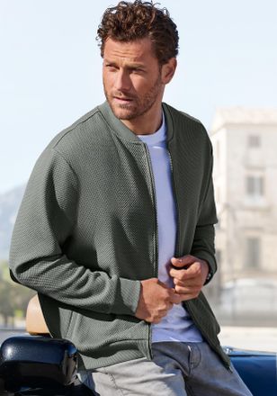 John Devin Sweatjacke JOHN DEVIN aus Struktur-Qualit&auml;t, Damen, Gr. M (48/50), gr&uuml;n (salbei), Obermaterial: 83% Baumwolle, 16% Polyester, 1% Elasthan, unifarben, 