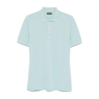 Tom Ford Polo Shirts, male, Blue, Size: 2XL Blue Polo Shirt with Logo Embroidery