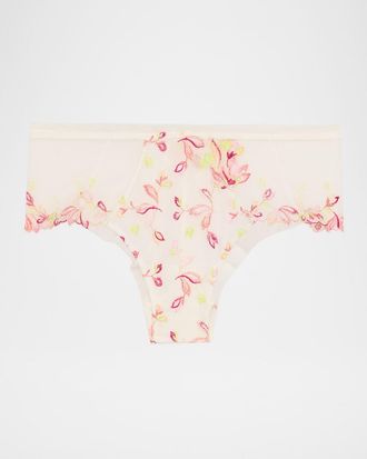 Lise Charmel Folie DEte Floral-Embroidered Tulle Boyshorts