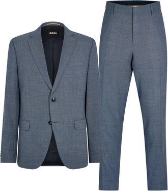 HUGO BOSS Mens Huge 3pcs 232 10259494 01 Suit in Medium Blue - Size 44 (Chest)