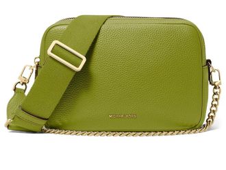 Michael Kors Bryant Medium Double Zip Chain Camera Crossbody Cross Body Womens Handbags Meadow Green, Leather/Polyester