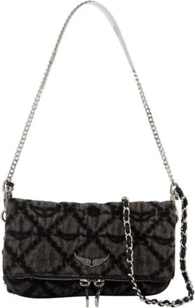 Zadig&Voltaire Grijze Katoenen Nano Portemonnee Op Ketting - Dames - Schoudertassen - Grijs - ONE Size - Katoen - Tassen