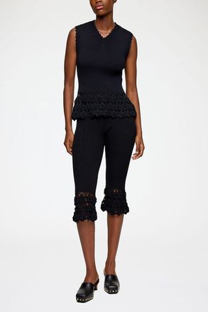 Ganni Black Trousers in Cotton Crochet