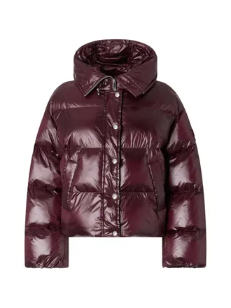 Pinko Cropped Padded Jacket with Glossy Finish and Wide Collar