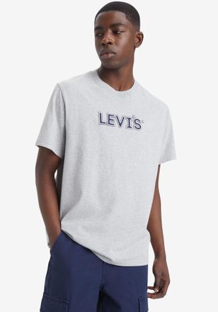 Levi's Print-Shirt LEVIS RELAXED FIT TEE, Herren, Gr. S, grau (padded), Jersey, Obermaterial: 100% Baumwolle, bedruckt, unifarben, relaxed fit taillenbedeckt