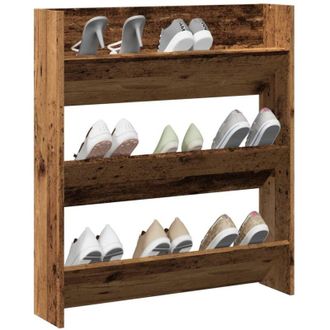 vidaXL Zapatero De Pared Madera De Ingenier&iacute;a Envejecida 80x18x90 Cm Vidaxl
