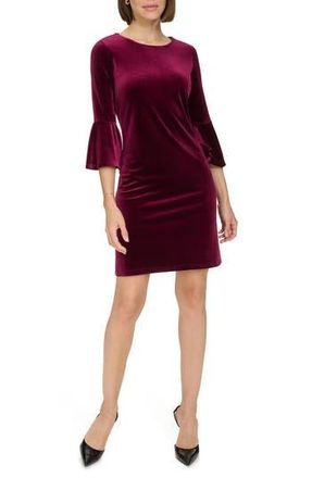 Tommy Hilfiger Bell Sleeve Velvet Dress in Majestic Wine at Nordstrom Rack, Size 10