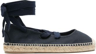 Polo Ralph Lauren lace-up flat espadrilles - women - Cotton/Cotton/Jute/Synthetic Rubber - 9.5 - Blue