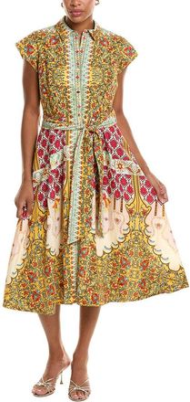 Elie Tahari The Fran Baroque Linen-Blend Print Dress