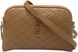 Saint Laurent Pre-owned Cross Body Bags, female, Beige, Size: ONE SIZE Pre-owned Cassandra Gaby Leather Shoulder Bag