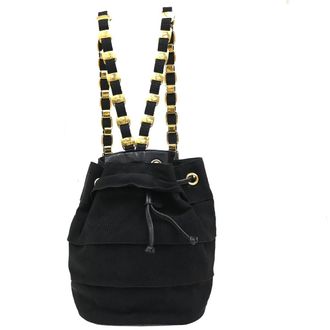 Ferragamo Vala Backpack Canvas Black Canvas Backpack Bag (Pre-Owned)