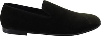 Dolce & Gabbana Groene Velvet Loafers met Logo Detail - Heren - Loafers - Groen - 39 EU - Schoenen